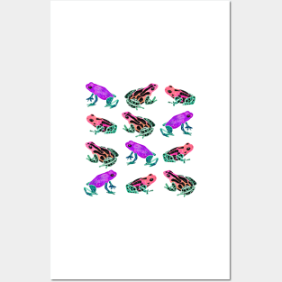 Watercolor Rainbow Poison Dart Frogs - Neon Posters and Art